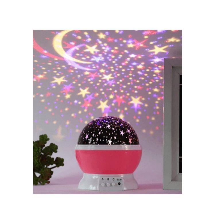 Diğer 57858324443453999283959 Dönen Projeksiyon Gece Lambası Star Ay Yıldız Led - Pembe .