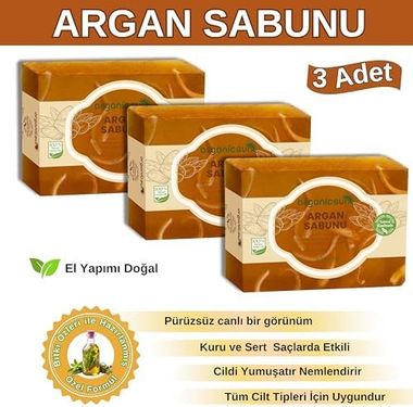 Diğer 57858324443907699283959 Doğal Argan Sabunu 140 Gr X 3 Adet - Tüm Cilt Tipleri İçin - Nemlendirici Ve Besleyici Etki Acı Badem