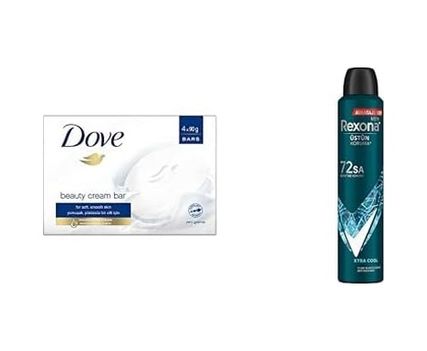 Diğer 57858324443942899283959 Beauty Cream Bar Katı Güzellik Sabunu Original Nemlendirici Etkili, 4X90 G Ve Rexona Men Erkek Sprey Deodorant Xtra 72 Saat Kesintisiz Üstün Koruma 200 Ml Acı Badem