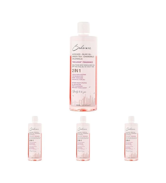 Diğer 57858324443944599283959 Soho N.y.c. Vegan Çift Fazlı Duş Jeli Ve Yoğun Nemlendiricili Vücut Yağı- 390 Ml 4 Paketi Açık Bej