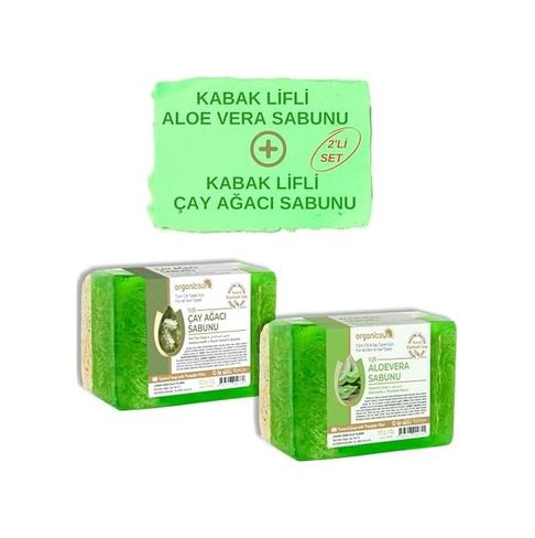 Diğer 57858324443976099283959 2'li Set Doğal Kabak Lifli Aloe Sabunu Ve Kabak Lifli Çay Ağacı Sabunu Acı Badem