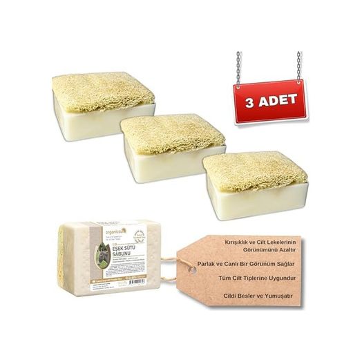 Diğer 57858324443983599283959 Doğal Kabak Lifli Eşek Sütü Sabunu 120 Gr X 3 Adet Tüm Cilt Tipleri İçin Kırışıklık Ve Yaşlanma Karşıtı B Ve E Vitaminli Acı Badem