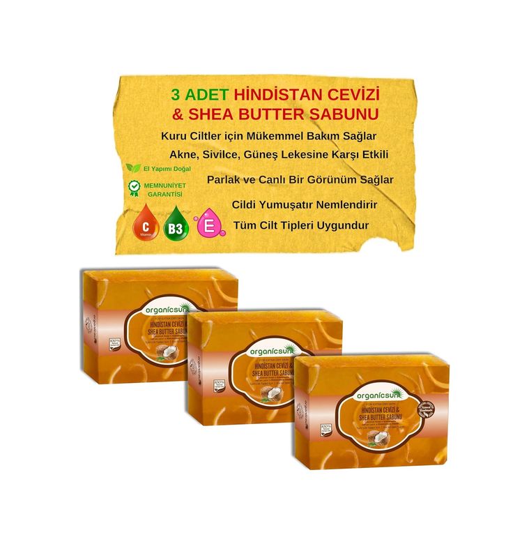 Diğer 57858324444016399283959 Doğal Hindistan Cevizi & Shea Butter Sabunu 140 Gr X 3 Adet Tüm Cilt Tipleri İçin Besleyici Ve Onarıcı Etkili Acı Badem