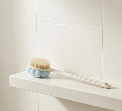 Diğer 57858324444200699283959 2'si 1 Arada Uzun Saplı Banyo Lifi Ve Sırt Fırçası 38 Cm - Çift Taraflı Duş Masajı Ve Kese Fırçası Açık Ceviz