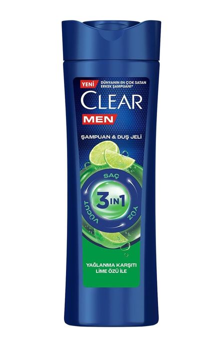 Diğer 57858324444621799283959 Clear Men 3In1 Şampuan & Duş Jeli Yağlanma Karşıtı Lime Özü 350 Ml