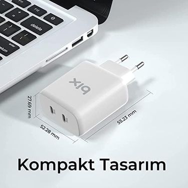 Diğer 57858324448904299283959 Bix Bx2P50 50W Pd 2 Type-C Girişli Gelişmiş Şarj Teknolojisi İle Donatılmış Seyahat Adaptörü Acı Kahve