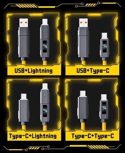 Diğer 57858324448917599283959 Heartz 4 İn 1 Led Ekranlı 65W-27W Pd Usb İos Type C Super Turbo Fast Aaa+ Kalite Şarj Ve Data Kablosu Acı Kahve
