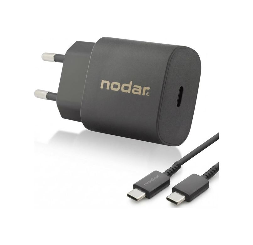 Diğer 57858324448941199283959 Nodar 25W Usb-C Power Delivery Pd Hızlı Şarj Seti - Type-C To Type-C Kablolu Adaptör, Mat Siyah Acı Kahve