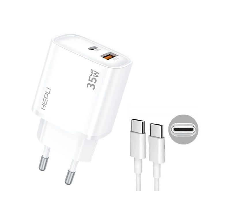 Diğer 57858324448948599283959 Hp-C30 35 Watt Gan Şarj Adaptörü 2-Port Charger Hızlı Şarj Adaptörü 100 Cm Kablo Dual-Port Charger Qc 3.0 Acı Kahve