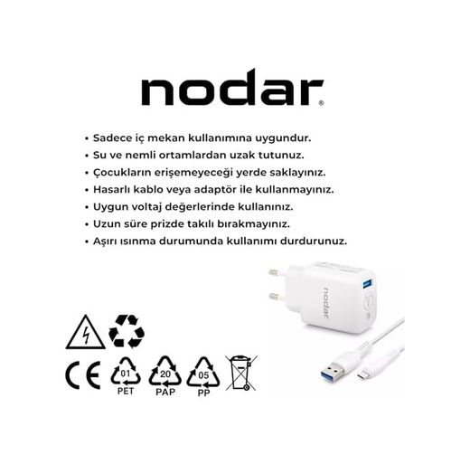 Diğer 57858324449090299283959 Nodar 18W Charge 3.0 Qc Micro Usb Hızlı Şarj Seti - 3.4A Usb To Micro Usb Kablolu Adaptör,,, Ve Bluetooth Aksesuarlar İle Uyumlu, Parlak Beyaz Acı Kahve