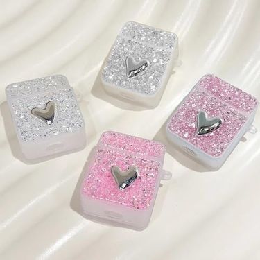 Diğer 57858324449255699283959 Airpods 1. Nesil / 2. Nesil İçin Kılıf Glitter Shiny Pembe Airpods 1/2 İle Uyumlu Kılıf - Pembe Addison