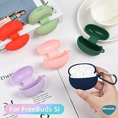 Diğer 57858324449264499283959 Freebuds 6I Mat Silikon İçin Kılıf Siyah Freebuds 6I İle Uyumlu Kılıf - Siyah Addison