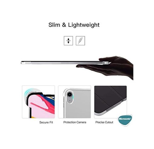Diğer 57858324449279299283959 İpad Pro 11 2024 Kılıf A2836-A2837 Slim Translucent Back Smart Cover Siyah İpad Pro 11 2024 İle Uyumlu Kılıf - Siyah Addison
