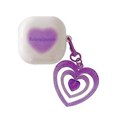 Diğer 57858324449399499283959 Galaxy Buds Pro İçin Kılıf Süslü Renkli Kalp Desenli Mor Buds Pro İle Uyumlu Kılıf - Mor Addison