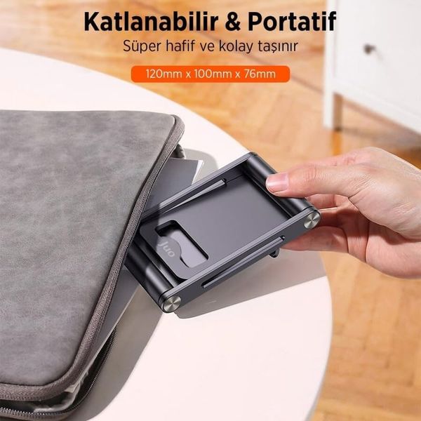 Diğer 57858324450134399283959 Alüminyum Katlanabilir Metal Masaüstü Telefon Tutucu Standı Uzay Grisi Acı Kahverengi