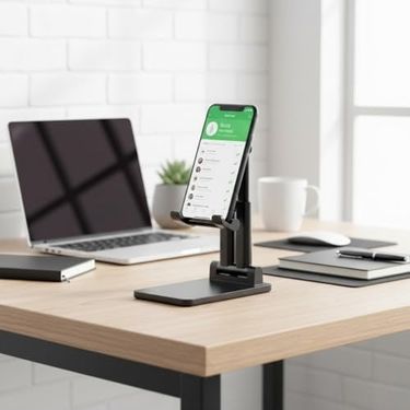 Diğer 57858324450266899283959 Profesyonel Masaüstü Telefon Tutucu -Yapışkanlı Ev Ve Ofis Standı - 360 Derece Dönebilen Teleskopik Ayarlanabilir Kol Acı Kahverengi