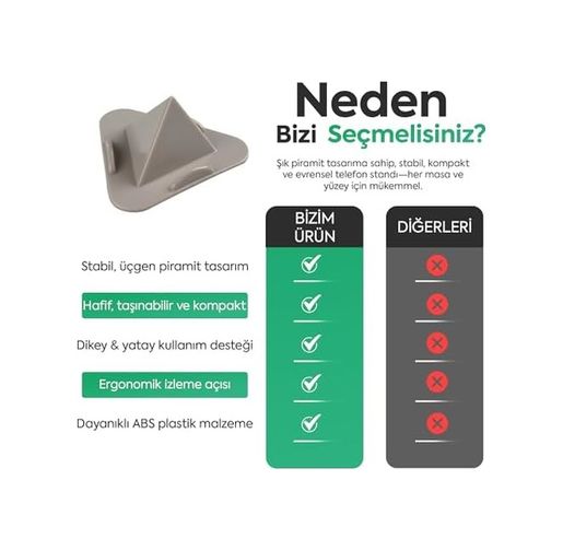 Diğer 57858324450480799283959 5 Li Set Masaüstü Telefon Tutucu Stand Tablet Uyumlu, 3 Açılı Piramit Tasarım, 4 11 İnç Acı Kahverengi