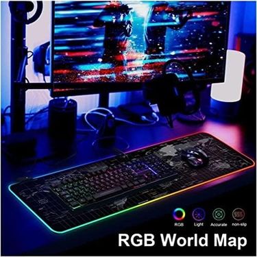 Diğer 57858324451338599283959 Büyük Boy Xxl 80X30Cm Mavi Petek Dilim Ritim Desenli Rgb Led Işıklı Gaming Gamer Oyuncu Mouse Pad Kaymaz Kauçuk Taban 001