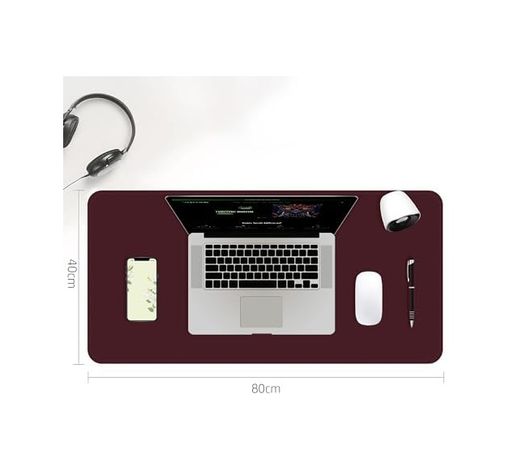 Diğer 57858324451405599283959 Çift Renk Dikişli Pu Deri Masa Matı 80X40 Cm Mousepad, Su Geçirmez Masa Sümeni, Çift Taraflı Kullanım, Dizüstü Bilgisayar/ofis/ev İçin, Kaymaz Taban Bordo Ve İndigo Mavisi 001