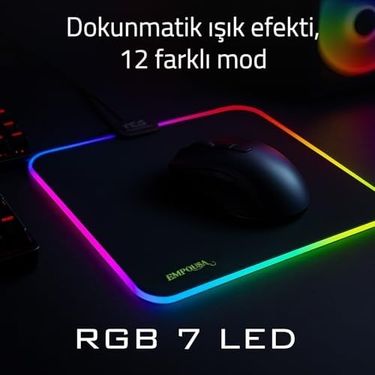 Diğer 57858324451432799283959 Inca Imp-024T Empousa Rgb 7 Led Medıum Mousepad 320X270X3Mm ,12 Farklı Değişebilen Dokunmatik Işık Efekti,hızlı Kayan Yüzey, Kaymaz Kauçuk Taban 001