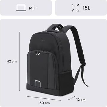 Diğer 57858324451473799283959 Luna Eco Mce-1211 Çevre Dostu Reflektörlü Laptop Sırt Çantası, Seyahat Sırt Çantası, Macbook Sırt Çantası, Erkek Kadın 14.1 İnç Bilgisayar Çantası, Siyah 4296