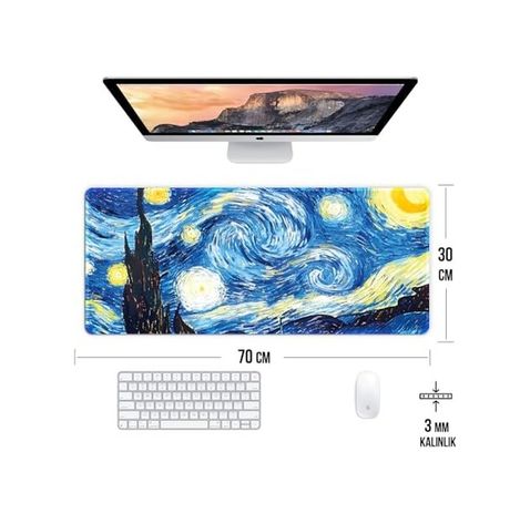 Diğer 57858324451503999283959 Yıldızlı Gece Oyun Gaming Klavye Mouse Pad Masa Matı 70X30Cm 001