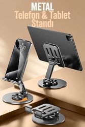 Diğer 57858324451745999283959 Telefon Tutucu Masaüstü Telefon Tablet Standı Yüksek Kalite Metal Katlanabilir 360 Dönen Ayarlı S013 Abanoz