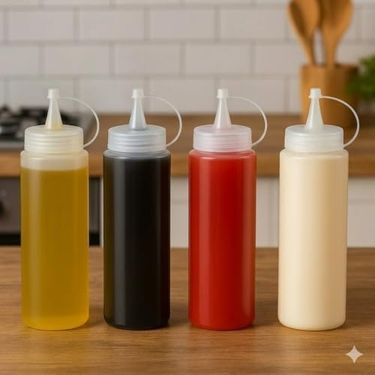 Diğer 57858324451870499283959 2'li Sıkılabilir Plastik Sos Şişesi Ve Yağdanlık Seti Kapaklı Sızdırmaz Sıvı Sos Kabı Ketçap, Mayonez, Zeytinyağı Dispenseri Mutfak Tipi Profesyonel Sosluk 700 Ml 0