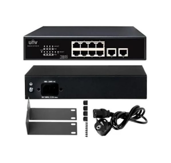 Diğer 57858324451898199283959 Uniview Nsw2010-10T-Poe-S-In 8 Port Poe Network Switch, 2 Port Ethernet, 96W Güç, Yönetilemez, Rack Mount Aparatı Dahil Açık Gri