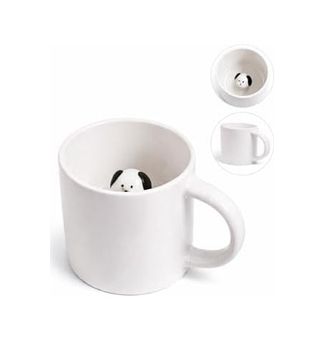 Diğer 57858324451973299283959 Sürpriz Köpek Figürlü Seramik Kahve Kupası Gizli Tasarım Mug Bardak Açık Altın