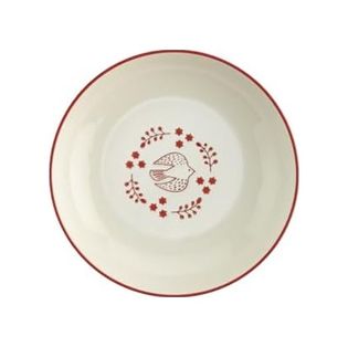 Diğer 57858324452019899283959 Red Bird Tabak Renkli Kuş Desenli 16 Cm Porselen Servis Tabağı Açık