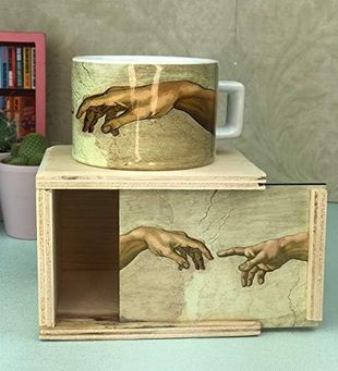 Diğer 57858324452039199283959 Michelangelo Yaratılış Tasarımlı Kutulu Kupa Açık Altın