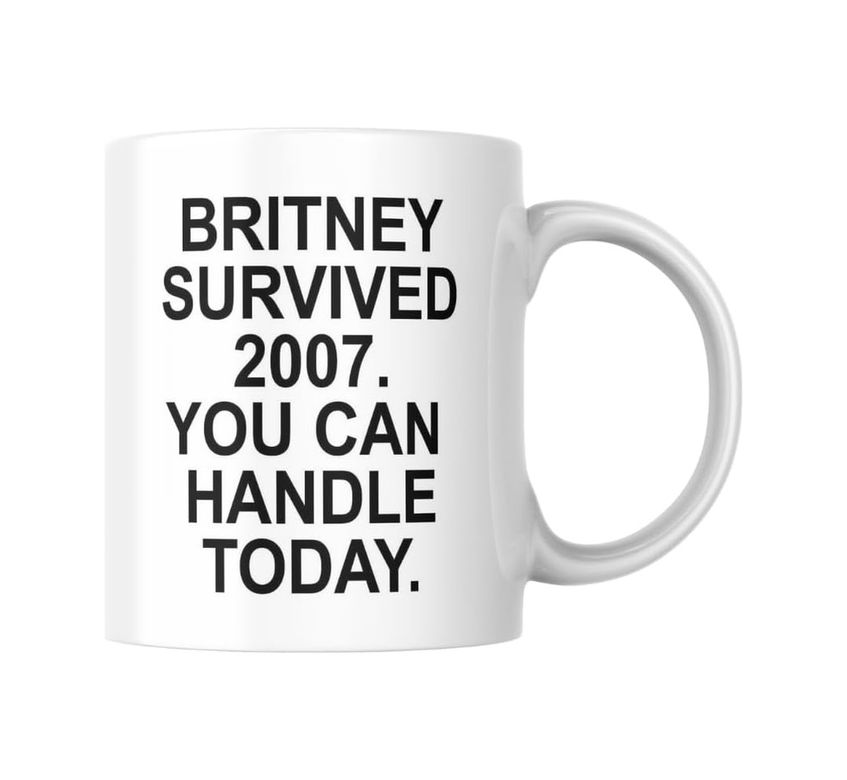 Diğer 57858324452066599283959 Britney Survived 2007 Kupa Bardak Komik Yazılı Hediyelik Çay Kahve Kupası Coffee Mug Açık Altın