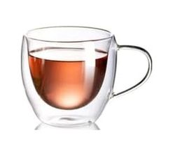 Diğer 57858324452073399283959 Neskafe Çay Fincanı Çift Cidarlı Cam Kupa 250 Ml Kulplu Cam Bardak 1 Adet - 12037 Açık Altın