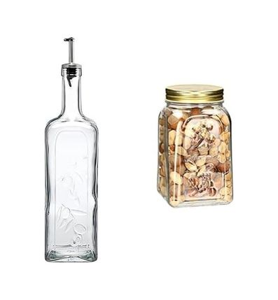 Diğer 57858324452169299283959 Homemade Metal Tıpalı Yağlık & Sirkelik, Şeffaf, 1 Litre + Metal Kapaklı Kavanoz, 1500Cc 0