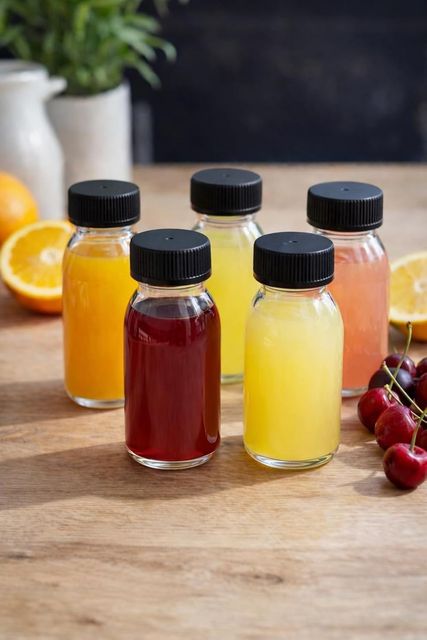 Diğer 57858324452171299283959 5 Adet 60 Ml Kilitli Siyah Kapaklı Şeffaf Detox Shot Şişesi 60 Cc Ginger Şat Beyaz Cam Şişe 0