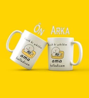 Diğer 57858324452211199283959 Küçük Bi Yıkıldım Tasarımlı Kupa Bardak Açık Altın