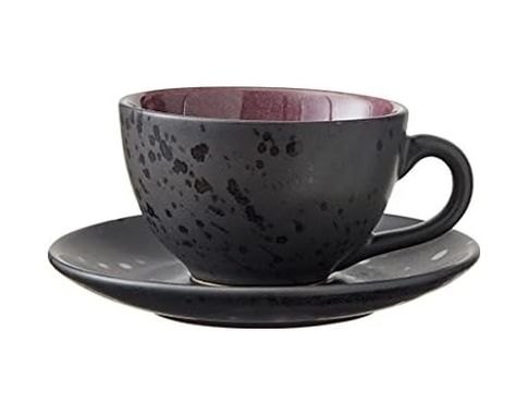 Diğer 57858324452222899283959 Fincanlar, Tabaklı Kahve Fincanı, Çömlekte, 24 Cl, 4'lü Set, Pembe, Lila, Krem Açık Gri