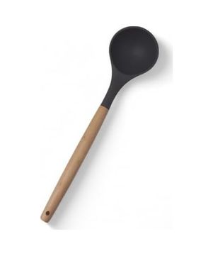 Diğer 57858324452253499283959 Bambu Saplı Silikon Kepçe, Bambu Uzun Silikon Çorba Ve Sos Kepçesi 27Cm 3 Renk Seçenekli Siyah -