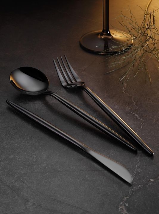 Diğer 57858324452345599283959 Versay Titanium 6 Kişilik 36 Parça Çatal Kaşık Bıçak Takımı Açık Ahşap