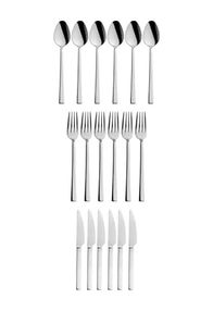 Diğer 57858324452348999283959 Parlak Gümüş Pasta Tatlı Kaşık-Çatal-Bıçak Seti, Paslanmaz Çelik, Kaşık - Çatal - Bıçak Seti, 18 Adet Açık Ahşap