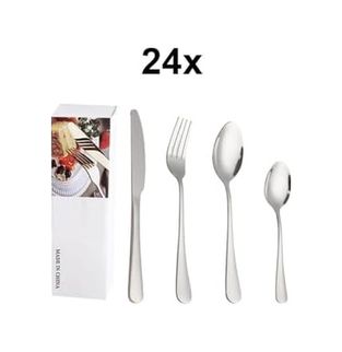 Diğer 57858324452366899283959 410 Çelik 24 Parça 6 Kişilik Gri Yemek Kaşık Çatal Bıçak Seti Cin733By Açık Ahşap