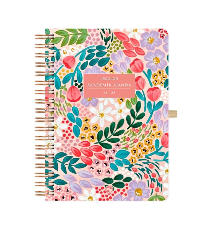 Diğer 57858324452722199283959 Le Akademik Ajanda 17X24 Cm Spiralli 24/25 Pembe Açık Gri