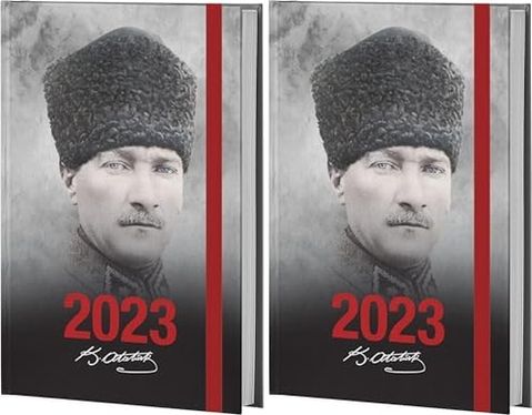 Diğer 57858324452723399283959 Halk Kitabevi Komutan 2023 Ajanda 128 Sayfa Ciltli, 13,5X21Cm 2Li Paket Açık Gri