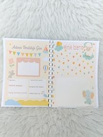 Diğer 57858324452809999283959 Anne Bebek Günlüğü Bebek Anı Defteri Açık Gri
