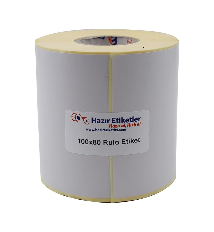 Diğer 57858324453133899283959 Kuşe Etiket 100Mm X 80Mm Ruloda 500 Adet 40Mm Çapında Baskısız Barkod Yazıcı Etiketi 1