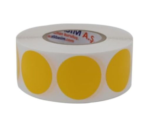 Diğer 57858324453146999283959 Pp Opak Daire İşaretleme Etiketi Rulo Etiket, 30Mm X 30Mm Çap 1000 Adet, Yuvarlak Renkli Zemin Baskılı Kontrol Etiketi, Endüstriyel Ve Masaüstü Barkod Yazıcılar İle Uyumludur. Sarı 1