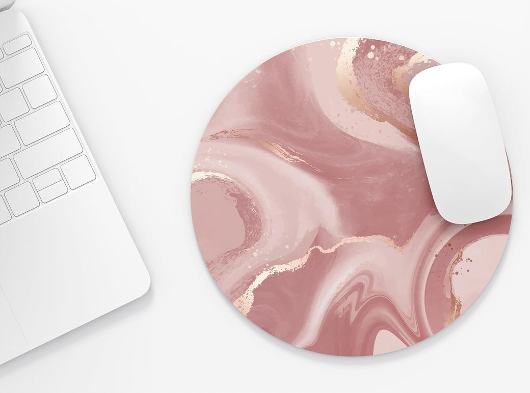 Diğer 57858324453178499283959 Pembe Mermer - Yuvarlak Mouse Pad, 19,50 Cm 001