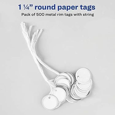 Diğer 57858324453383899283959 Metal Rim Marking Tags, Metal/, 1 1/4" Çap, Beyaz, 500/box, Sold As 1 Box