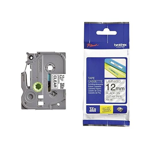 Diğer 57858324453463899283959 Brother P-Touch Tze-131 Tze-Tape 12Mm Şeffaf Üzerine Siyah Laminasyonlu Etiket